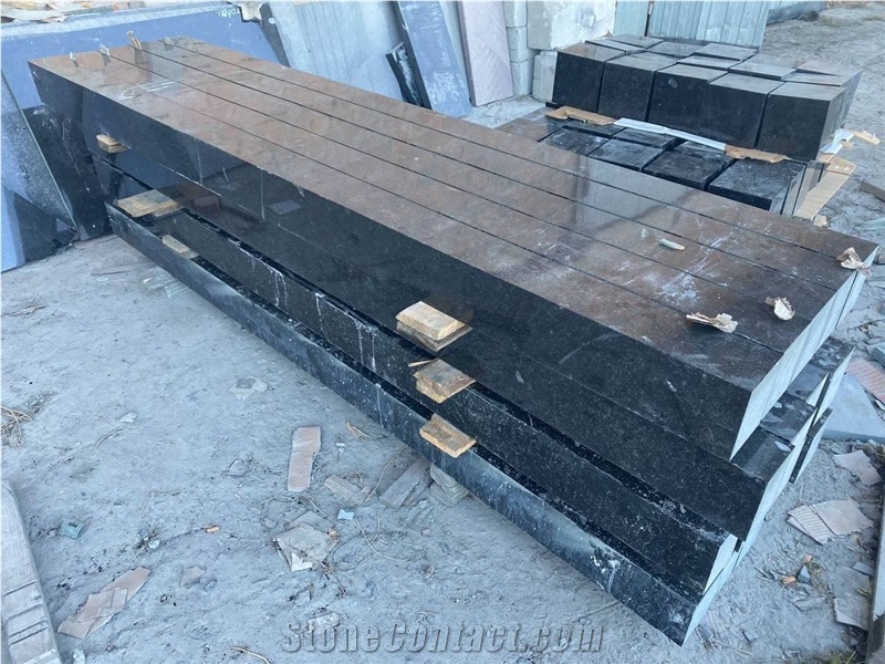 Black Granite Polished Grave Kerbstone, Monumental Curbs