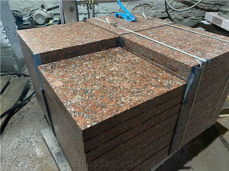 Red Granite Plates, Rosso Santiago Granite Tiles