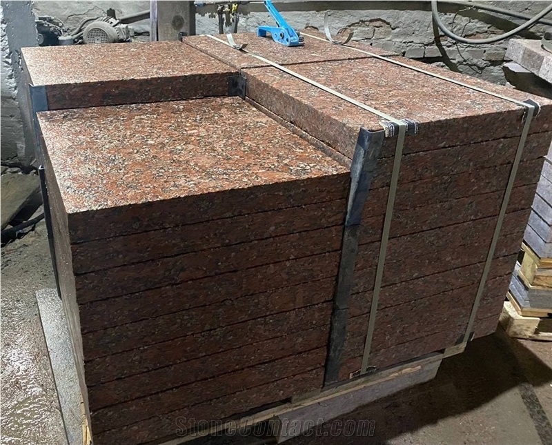 Red Granite Plates, Rosso Santiago Granite Tiles