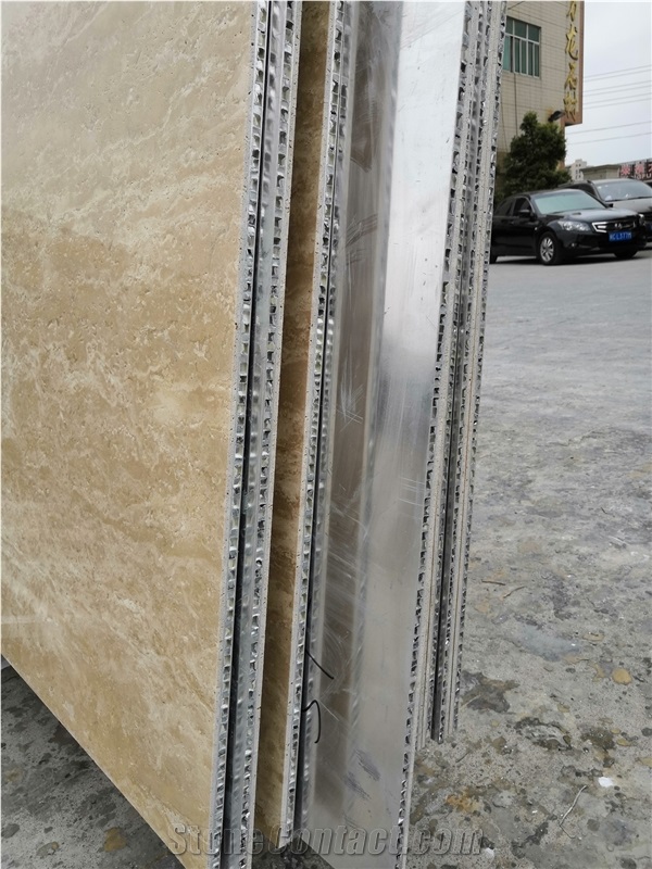 Beige Travertine Honeycomb Stone Panels For Wall Cladding