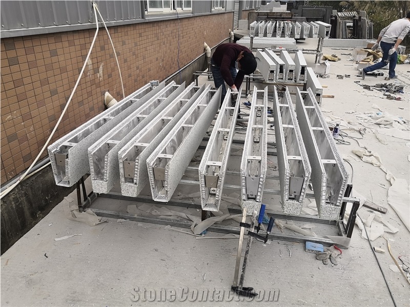 Ice Green Granite Backed Honeycomb Panels For Pillar