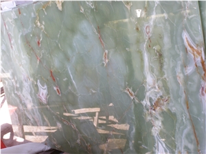 Translucent Glass Backed Onice Verde Pakistan Stone Panel