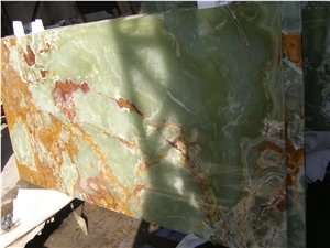 Translucent Glass Backed Onice Verde Pakistan Stone Panel