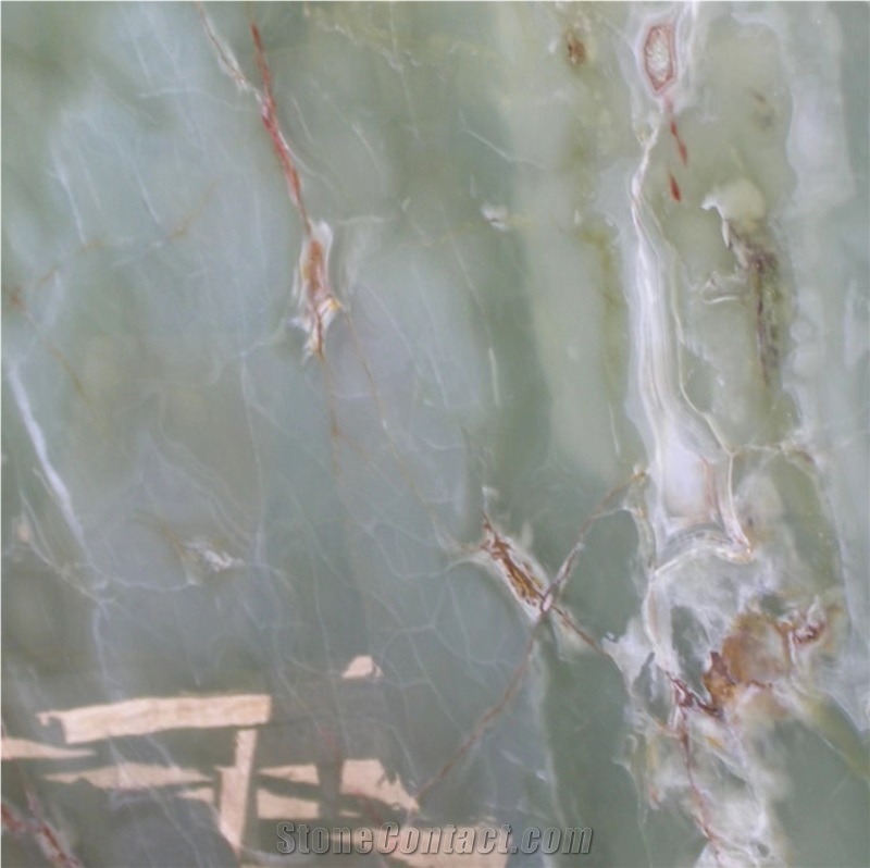 Translucent Glass Backed Onice Verde Pakistan Stone Panel
