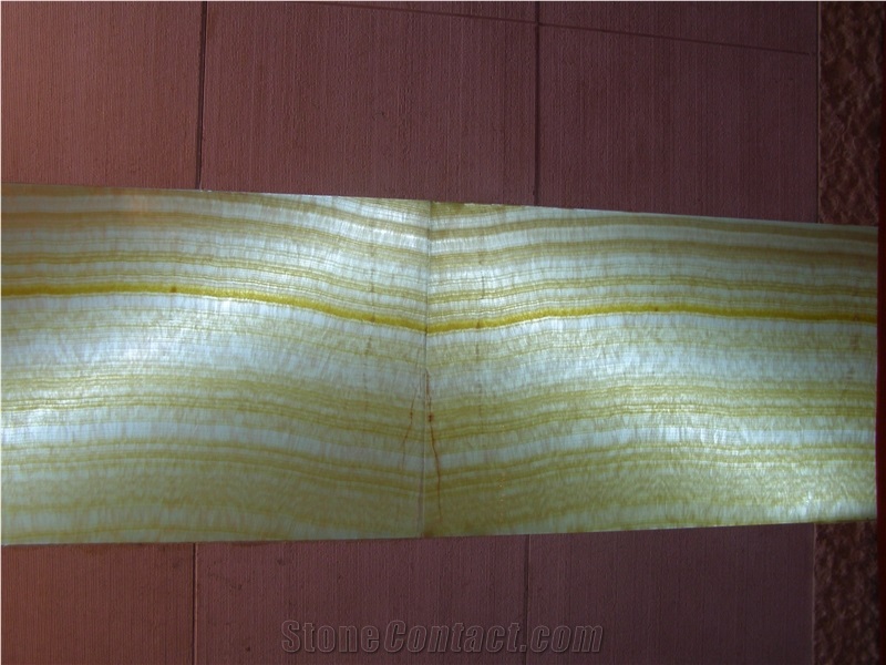Translucent Glass Backed Onice Verde Pakistan Stone Panel
