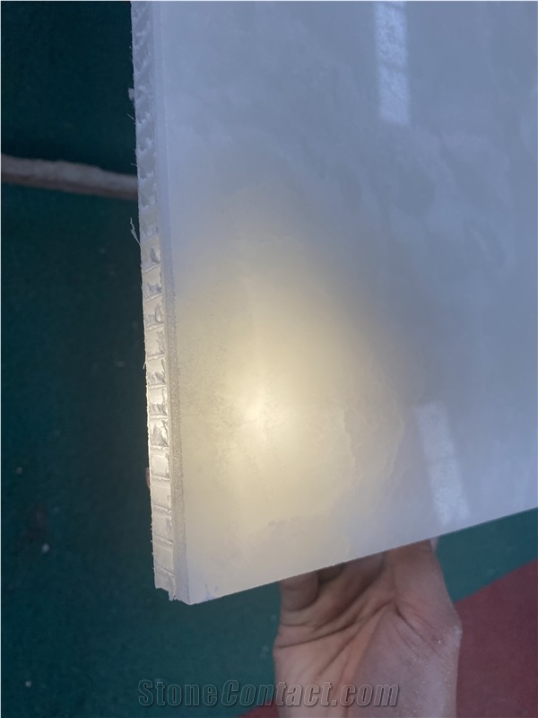 Translucent Plastic Honeycomb Panel Backed White Onyx