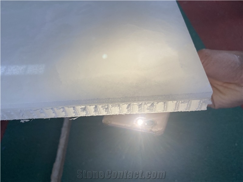 Translucent Plastic Honeycomb Panel Backed White Onyx