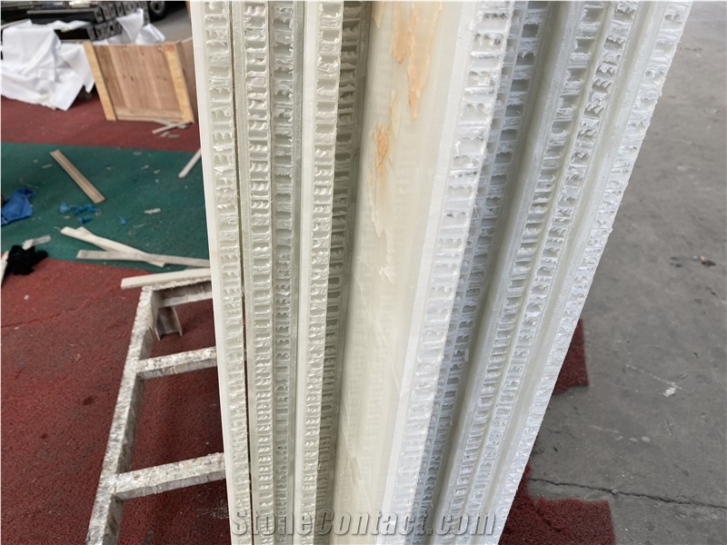 Translucent Plastic Honeycomb Panel Backed White Onyx