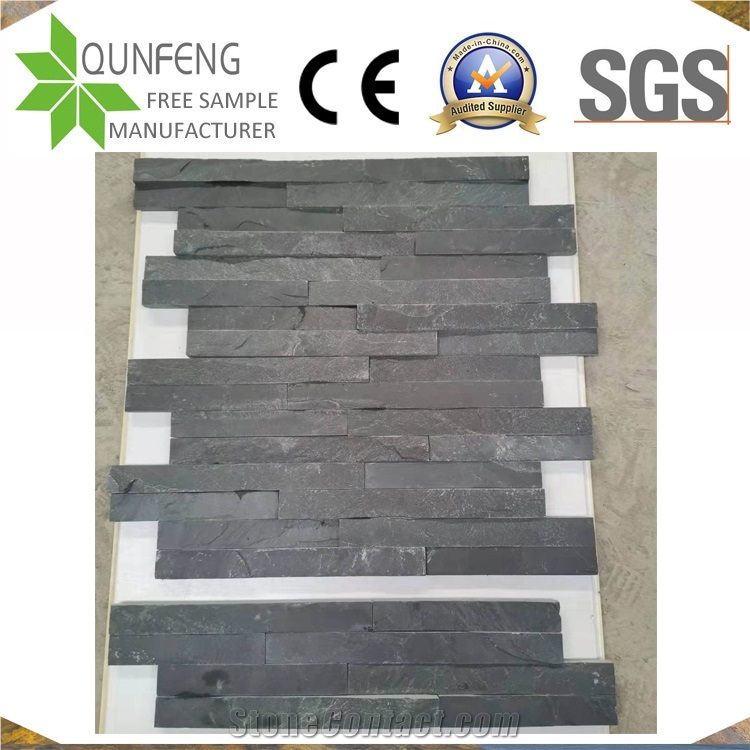 China 10*36CM Natural Black Slate Z Cheap Stack Stone