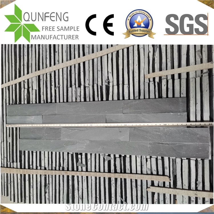 China Natural Black Split Face Slate Cheap Stack Stone