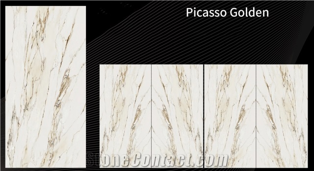 Book Matched Picasso Golden Sintered Stone Slab