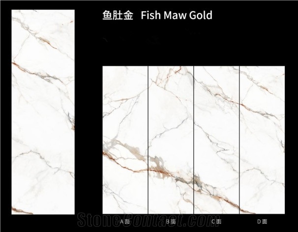 China Sintered Stone Fish Maw Golden Polished Slab