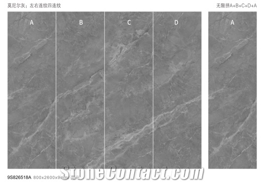 Excellent Quality Monir Gray Sintered Stone Polished Slab