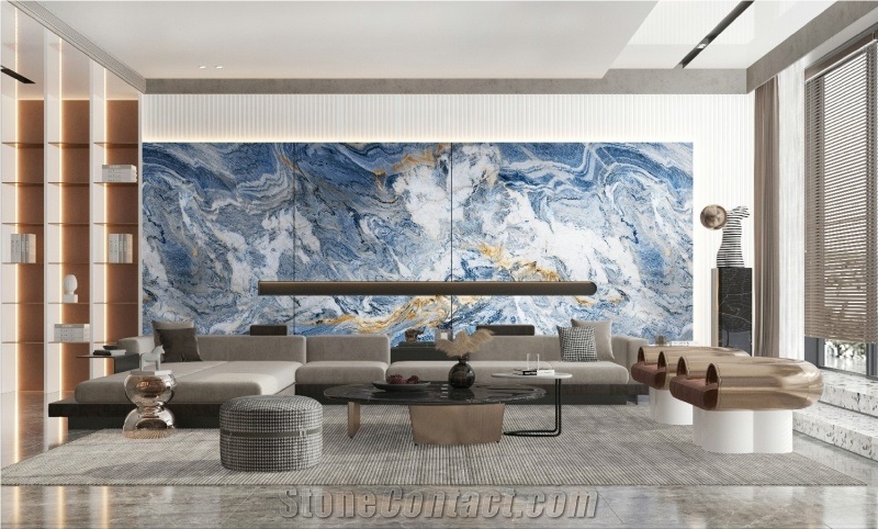 Excellent Quality Sky Blue Sea Sintered Stone Slab
