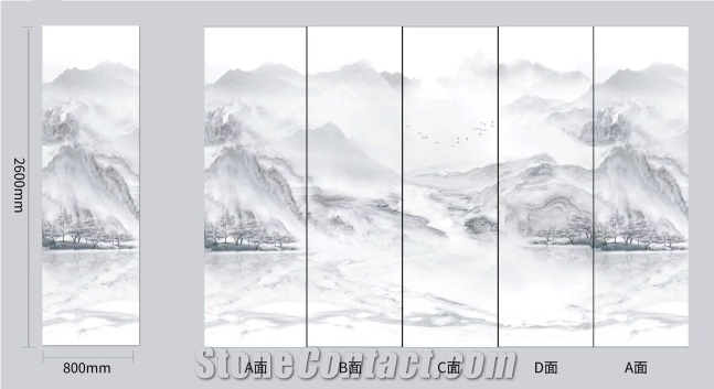 Good Quality Ink Painting Polished Sintered Stone Slab