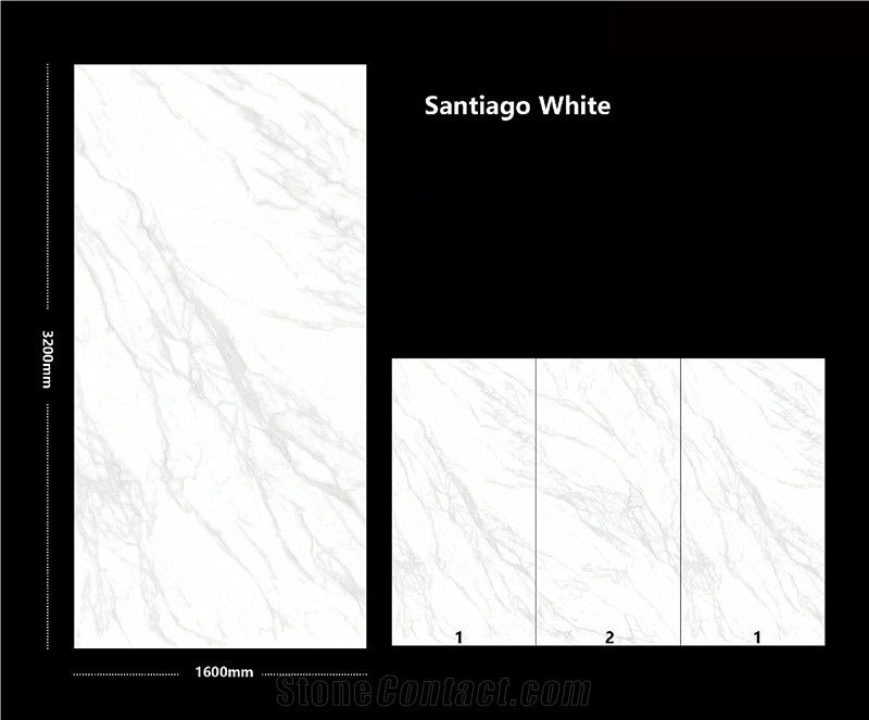 Good Quality Santiago White Sintered Stone Slab