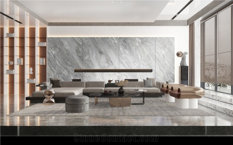 High Quality Blue Lake Sintered Stone Polished Slab