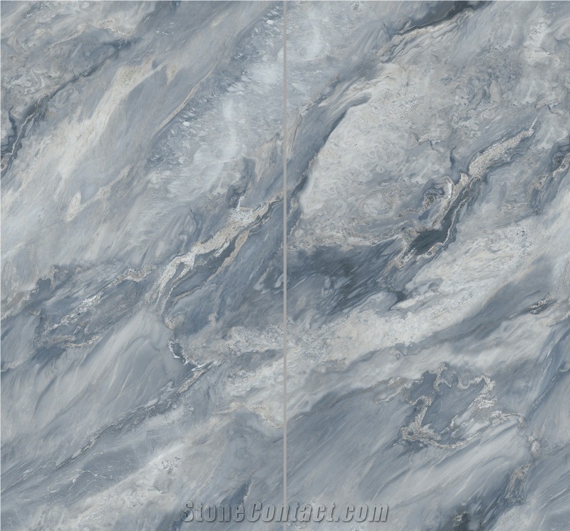 Sintered Stone Sapphire Blue Grey Polished Slab