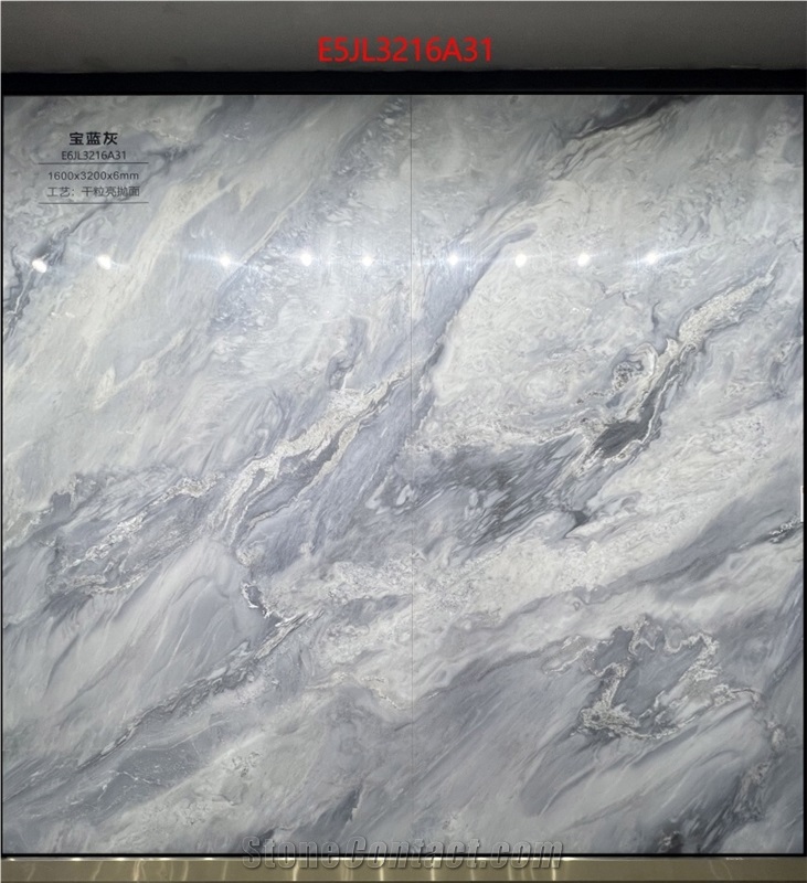 Sintered Stone Sapphire Blue Grey Polished Slab