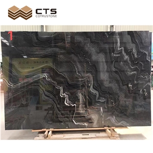Marble Slabs Tesla Gray Black Wooden Cloud Veins Polished