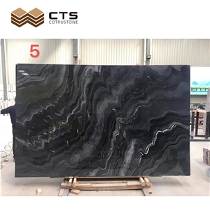 Marble Slabs Tesla Gray Black Wooden Cloud Veins Polished