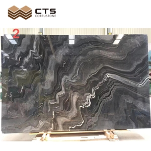 Marble Slabs Tesla Gray Black Wooden Cloud Veins Polished