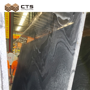 Marble Slabs Tesla Gray Black Wooden Cloud Veins Polished