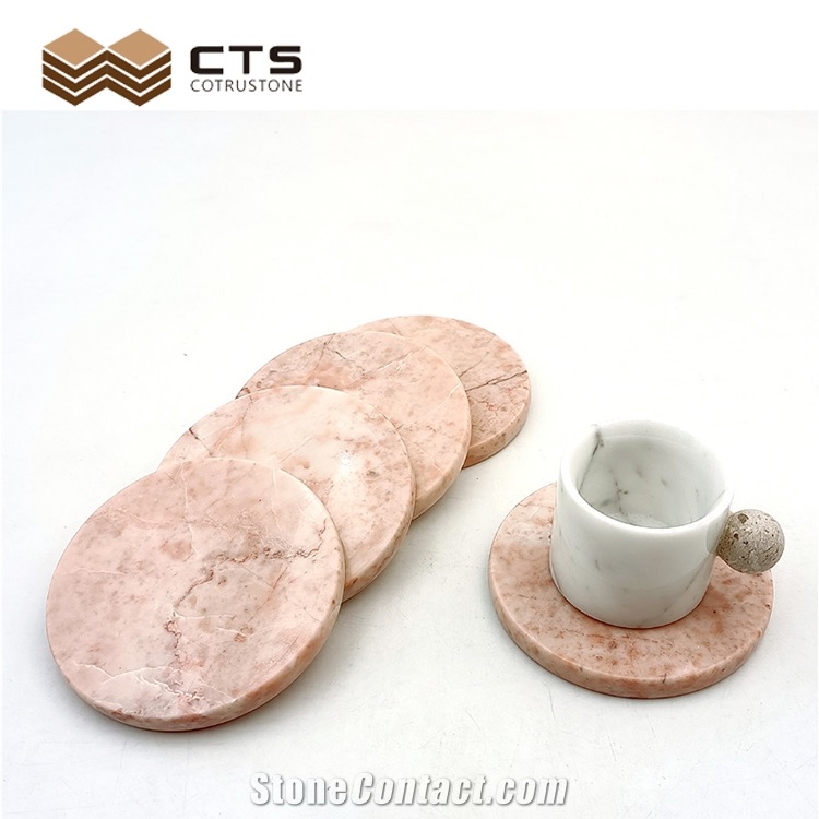 Pink Marble Coaster Customized For Coffee Shop Teacup Plates