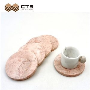 Pink Marble Coaster Customized For Coffee Shop Teacup Plates Pink Marble Coaster Customized For Coffee Shop Teacup Plates