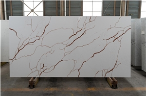 White Calacatta Quartz Engineered Stone Slab HTL1125