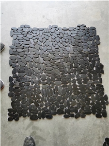 Black River Pebble Stone Pattern, Pebbles On Mesh Pebble Mosaic Tiles SYPM03