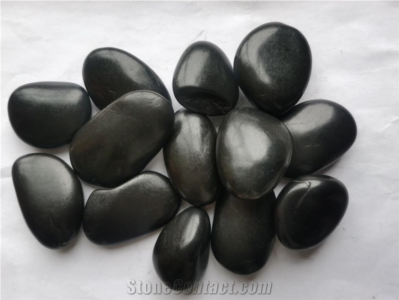 High Polished Natural Black River Pebble 1-2Cm Garden