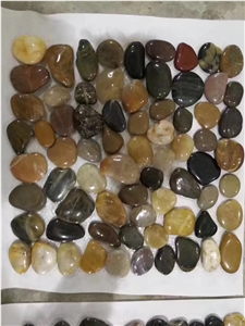 Mixed Color River Pebble Stone Pattern On Mesh Pebble Mosaic Tiles SYPM06