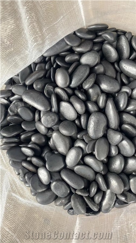 Natural Black Polished River Pebbles For Garden Decoration