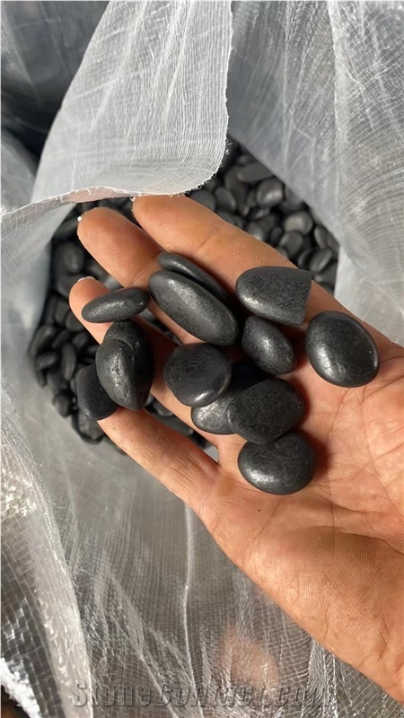 Natural Black Polished River Pebbles For Garden Decoration