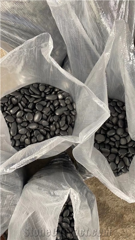 Natural Black Polished River Pebbles For Garden Decoration
