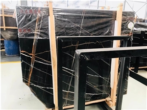Nero St Laurent Gold Black Marble Polished Slab Nero St Laurent Gold Black Marble Polished Slab
