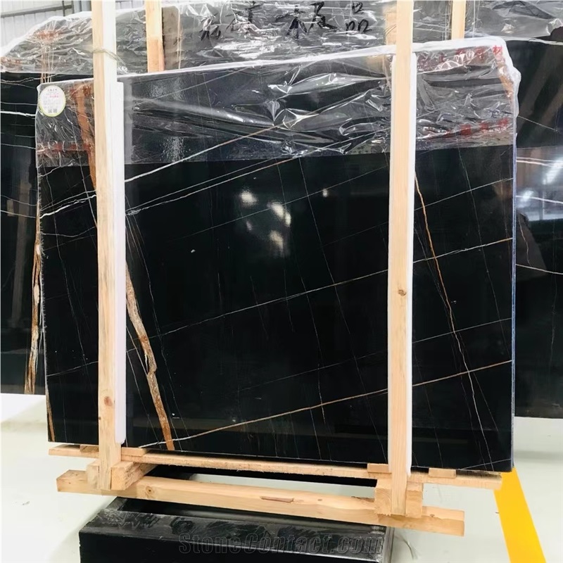 Nero St Laurent Gold Black Marble Polished Slab