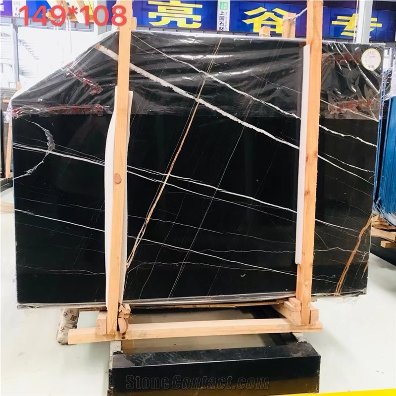Nero St Laurent Gold Black Marble Polished Slab