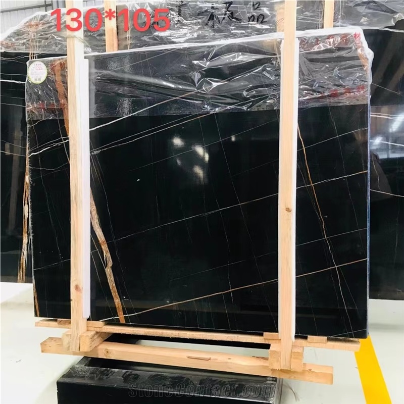 Nero St Laurent Gold Black Marble Polished Slab