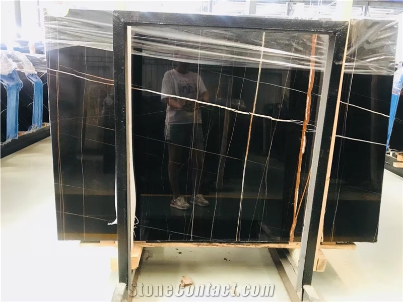 Nero St Laurent Gold Black Marble Polished Slab