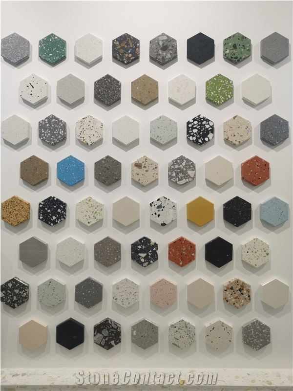 Authentic Cement Terrazzo Big Aggregate Tile Slab