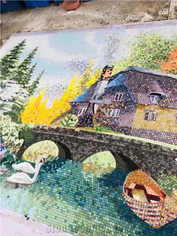 Ceramic Glass Stone Mosaic Pattern Art Works, Glass Mosaic Picture