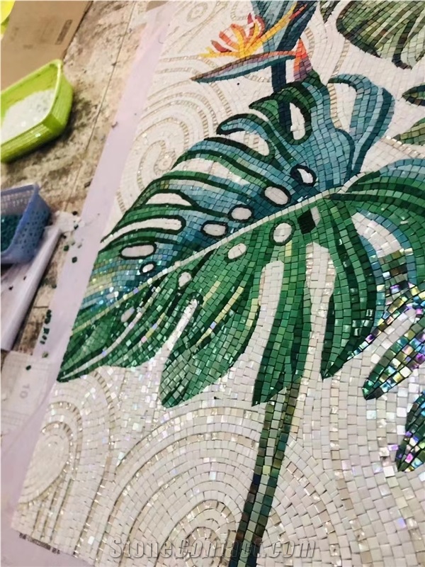Ceramic Glass Stone Mosaic Pattern Art Works, Glass Mosaic Picture