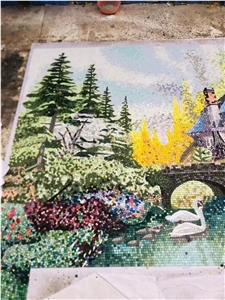 Color Ceramic Glass Shell Ceramic Stone Mosaic Tile Pattern, Glass Mosaic Picture