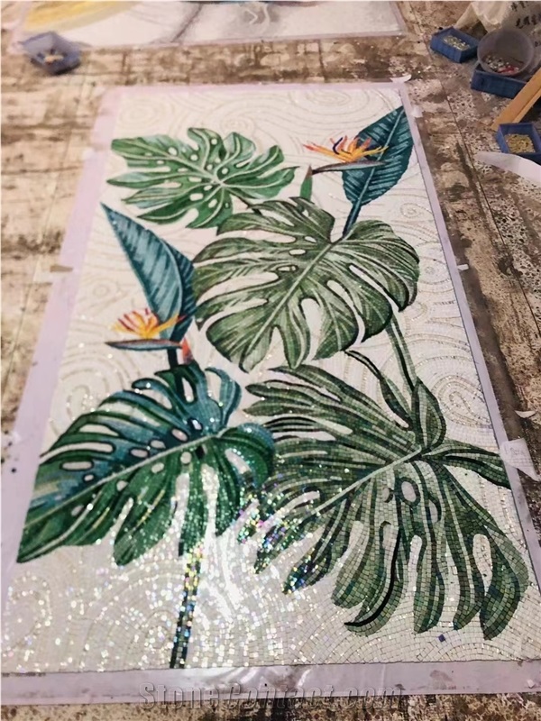 Color Ceramic Glass Shell Ceramic Stone Mosaic Tile Pattern, Glass Mosaic Picture