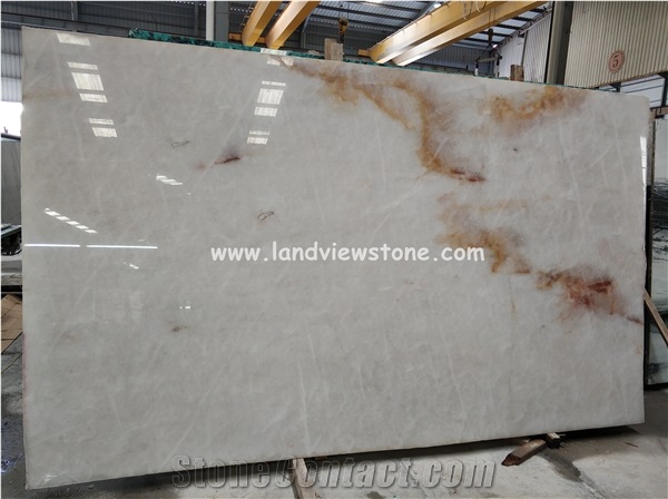 Exotic Ice White Cristallo Quartzite Slabs For Kitchen