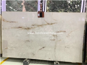 Exotic Ice White Cristallo Quartzite Slabs For Kitchen