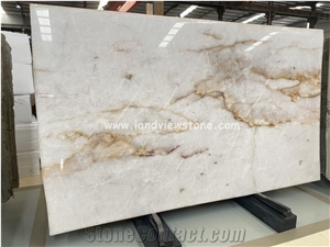 Exotic Ice White Cristallo Quartzite Slabs For Kitchen