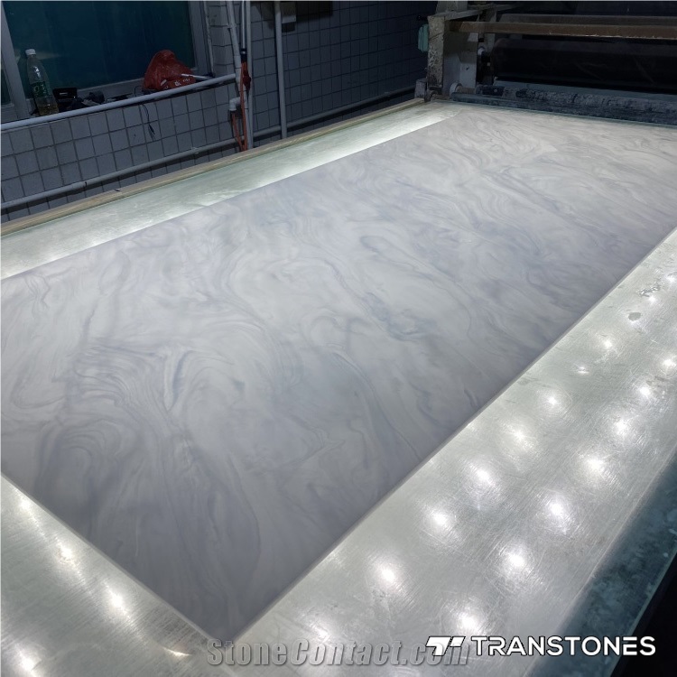 Book-Match Artificial Marble Stone Translucent Resin Panel Artificial Stone Commercial Counters